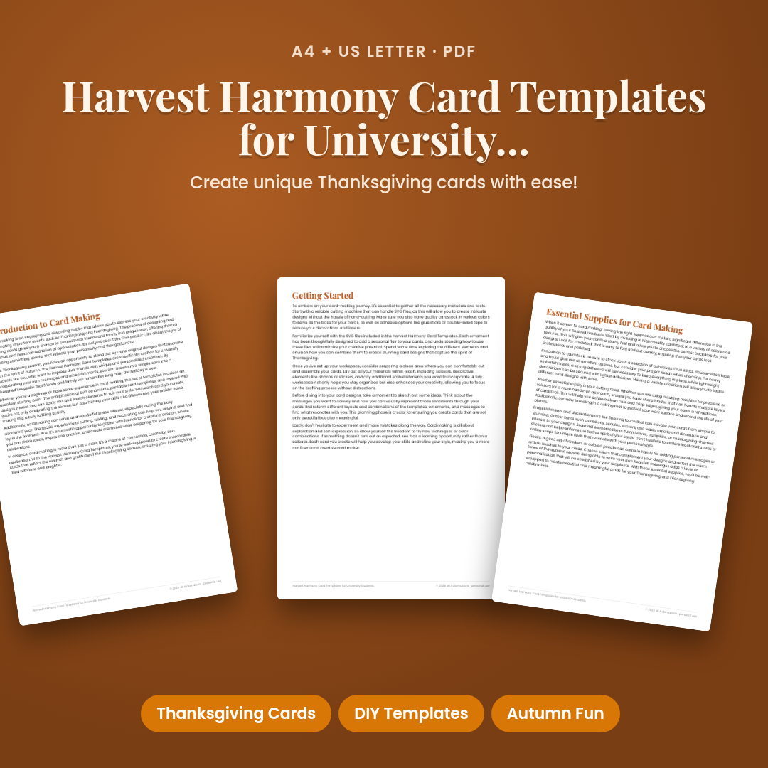 Harvest Harmony Card Templates for University Students