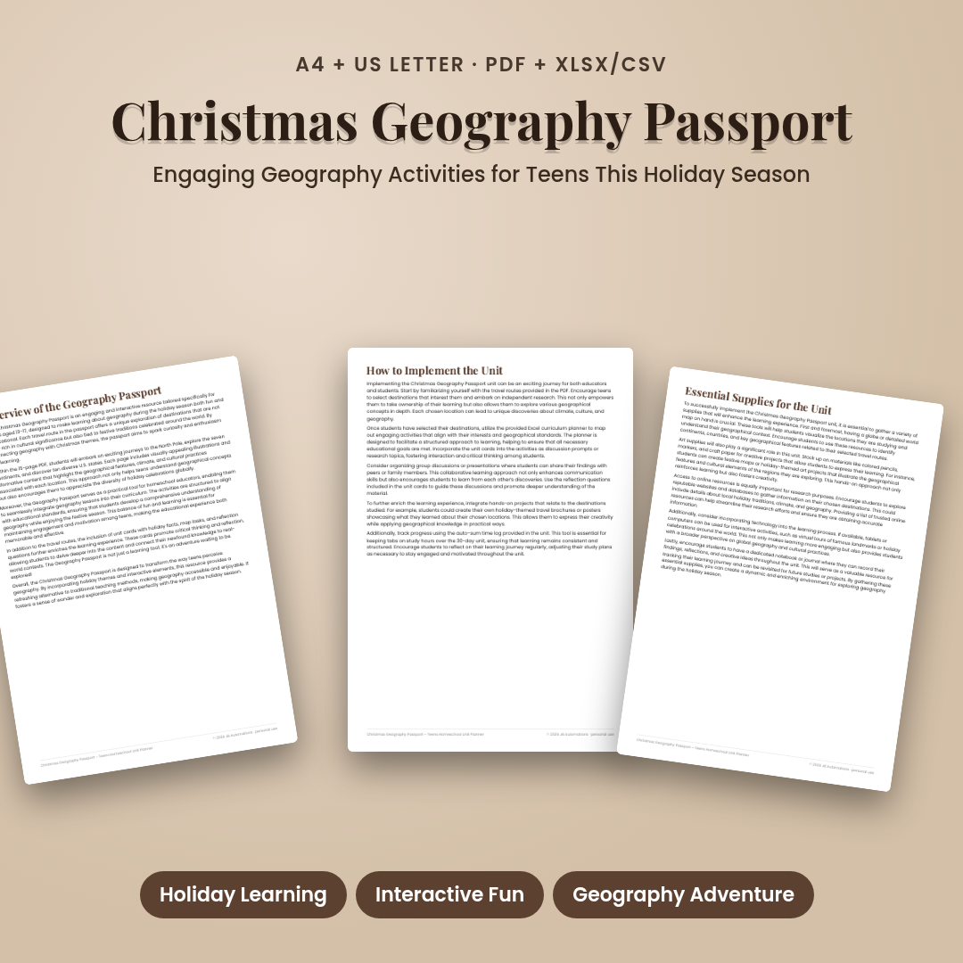 Christmas Geography Passport – Teens Homeschool Unit Planner