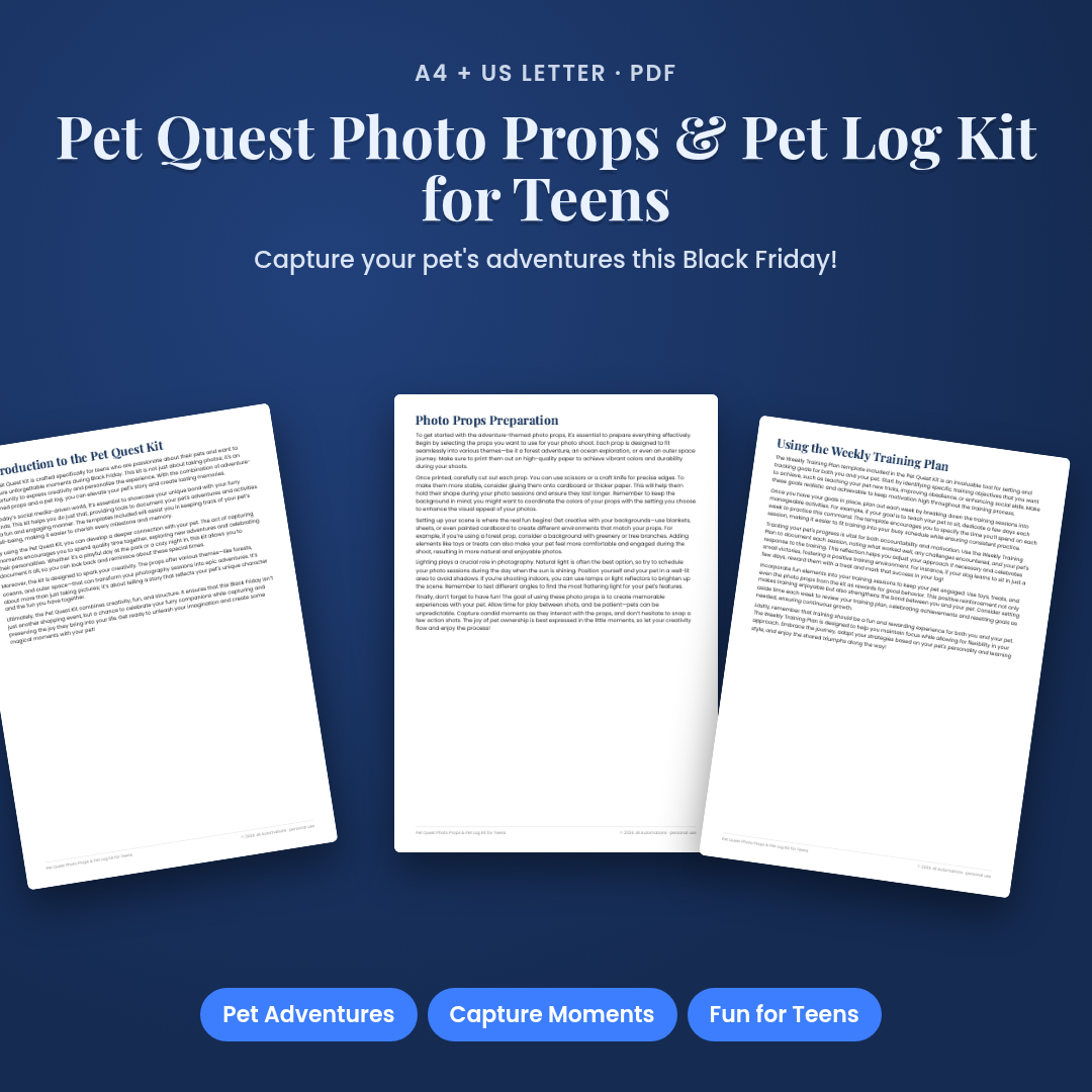 Pet Quest Photo Props &amp; Pet Log Kit for Teens