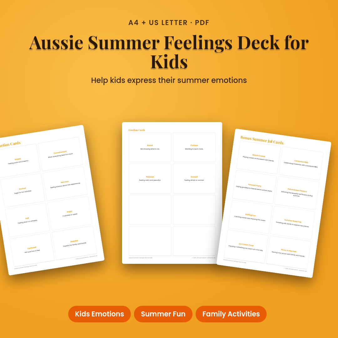 Aussie Summer Feelings Deck for Kids