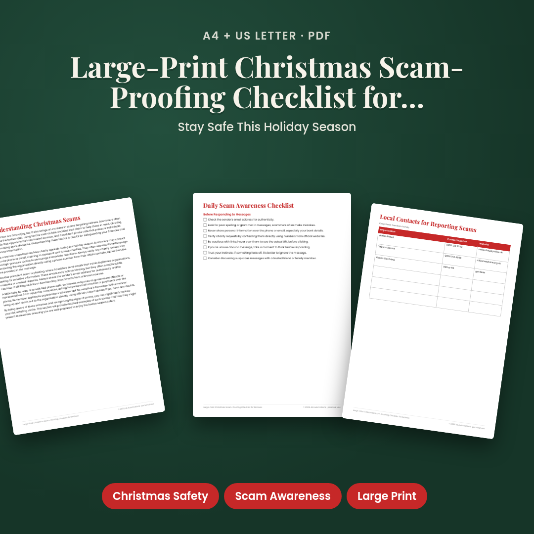 Large-Print Christmas Scam-Proofing Checklist for Retirees