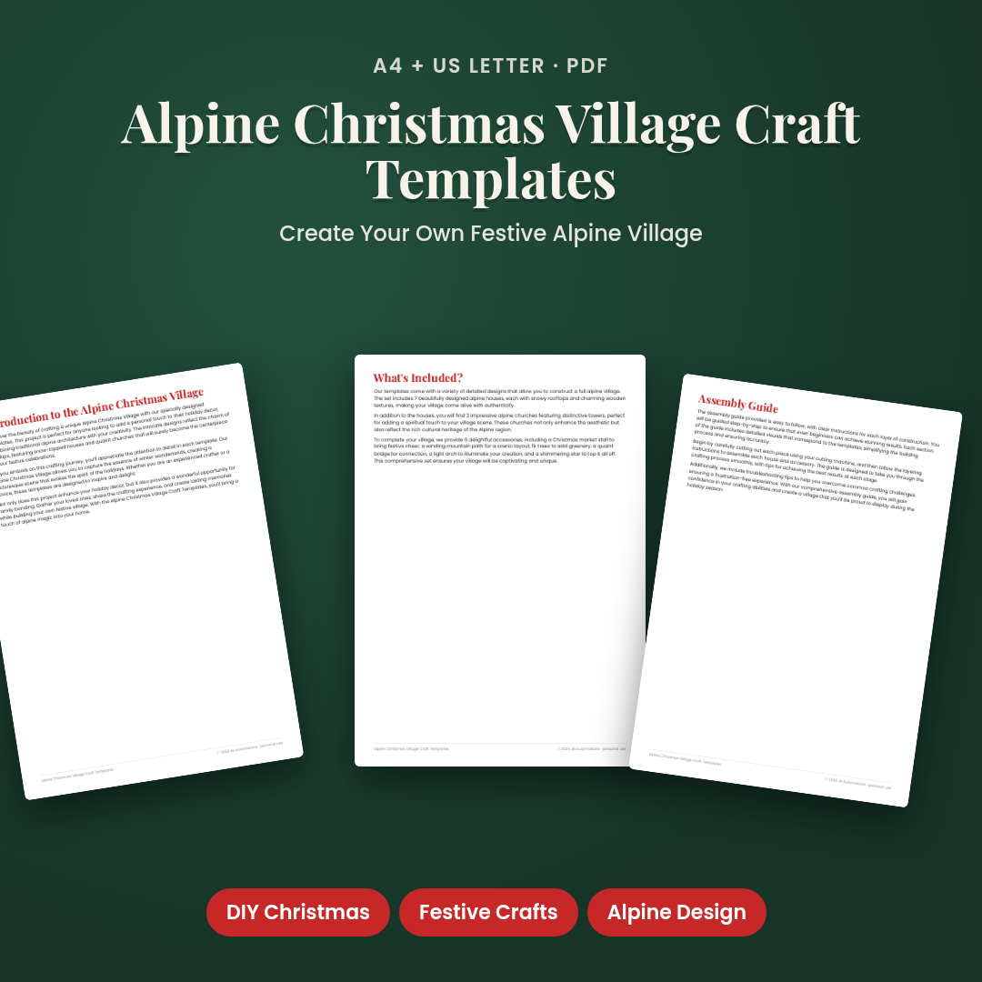 Alpine Christmas Village Craft Templates
