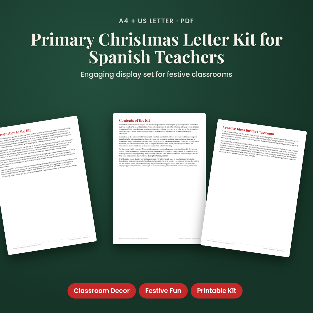 Primary Christmas Letter Kit for Spanish Teachers