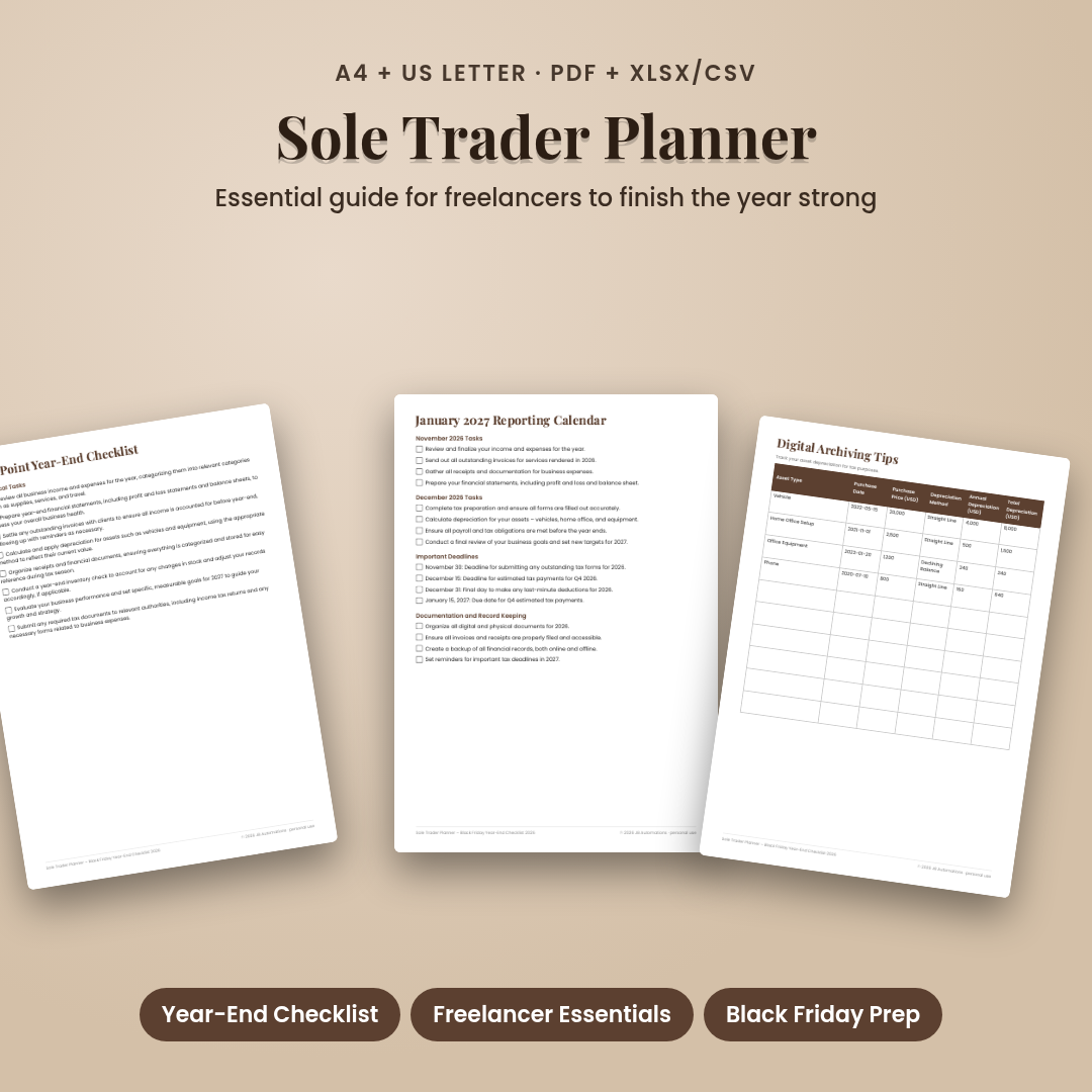 Sole Trader Planner – Black Friday Year-End Checklist 2026