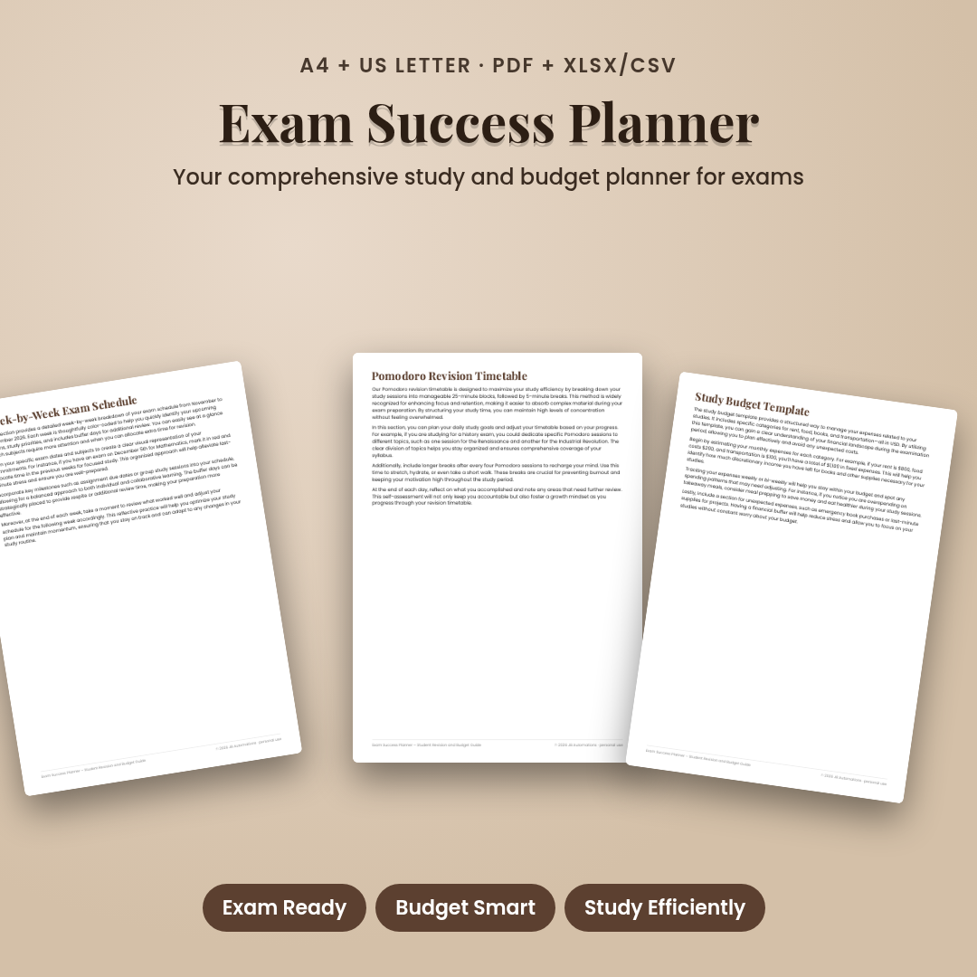 Exam Success Planner – Student Revision and Budget Guide