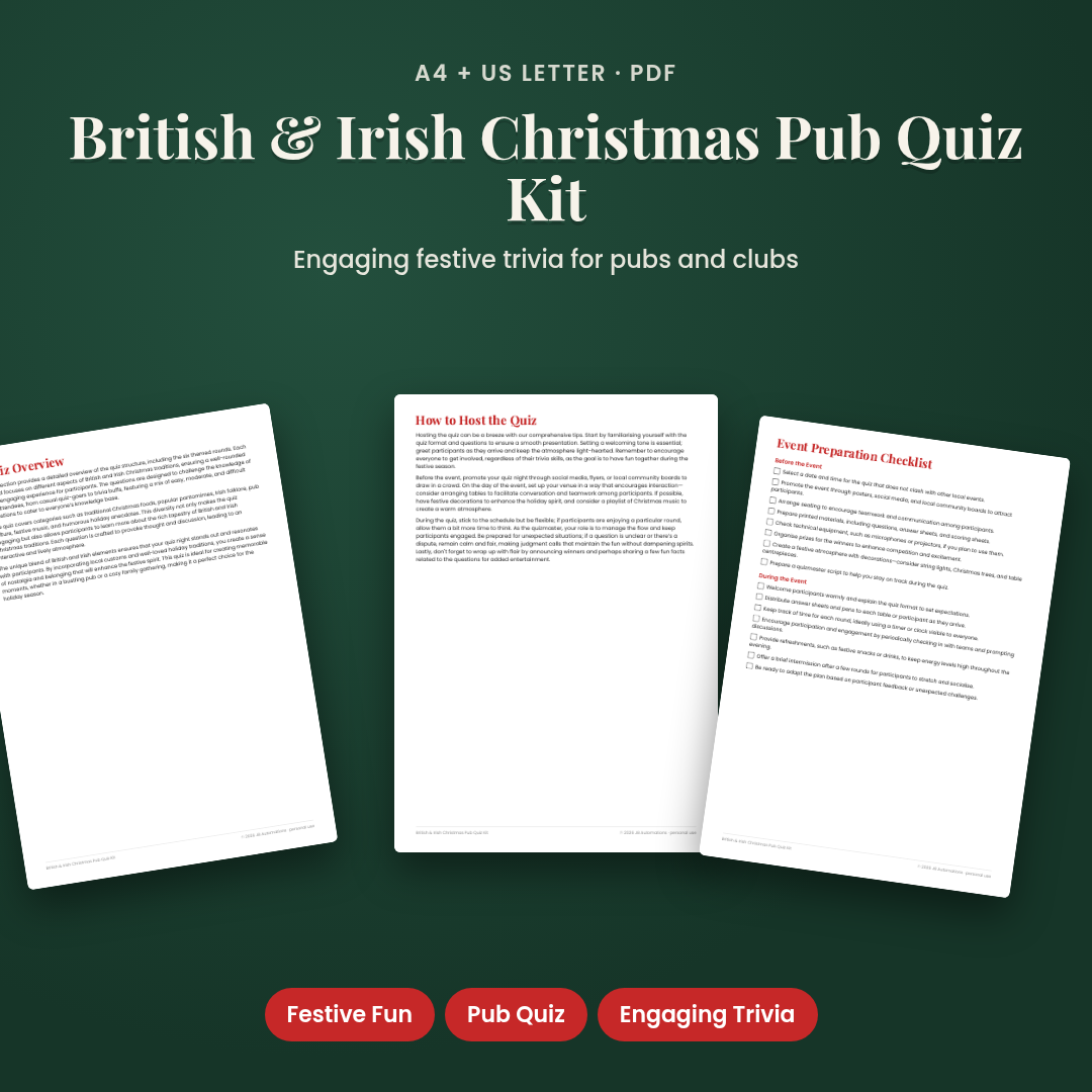 British &amp; Irish Christmas Pub Quiz Kit