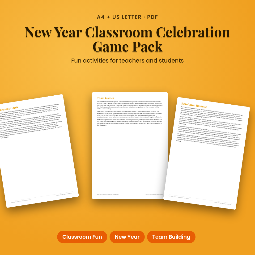 New Year Classroom Celebration Game Pack