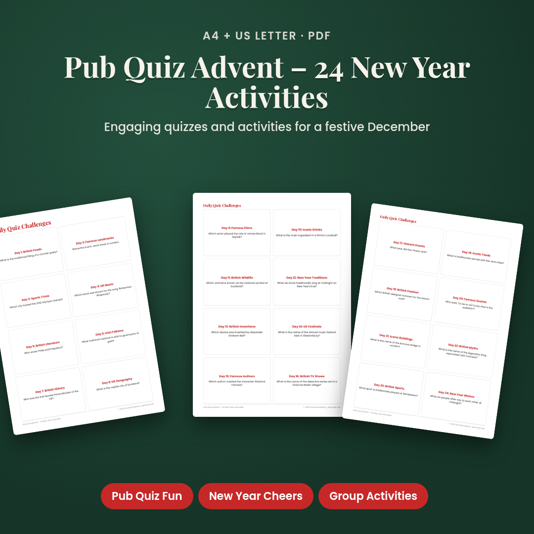 Pub Quiz Advent – 24 New Year Activities