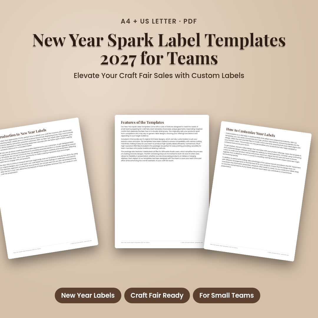 New Year Spark Label Templates 2027 for Teams