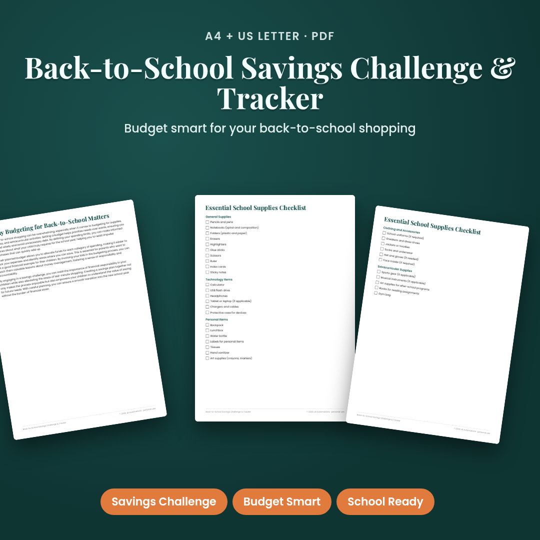 Back-to-School Savings Challenge & Tracker