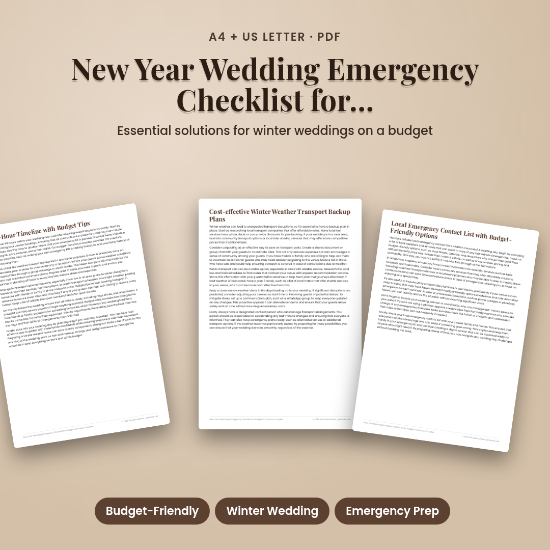 New Year Wedding Emergency Checklist for Budget-Conscious Couples