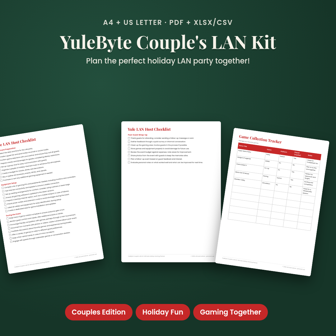 YuleByte Couple's LAN Kit: Ultimate Holiday Gaming Planner