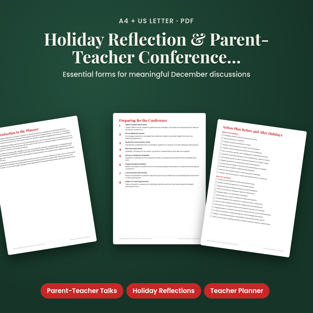 Holiday Reflection & Parent-Teacher Conference Planner