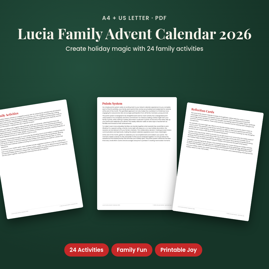Lucia Family Advent Calendar 2026