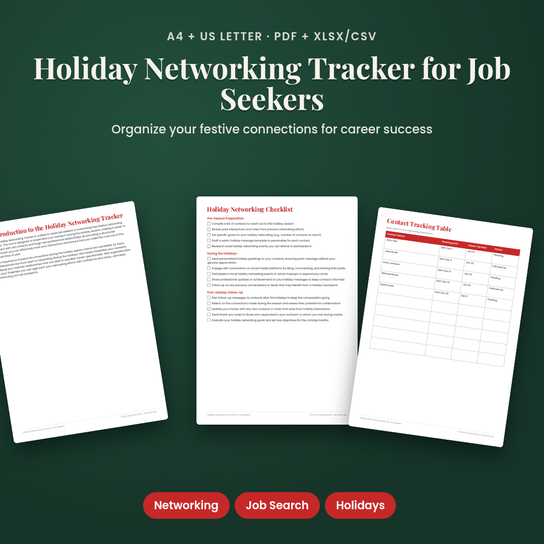 Holiday Networking Tracker for Job Seekers