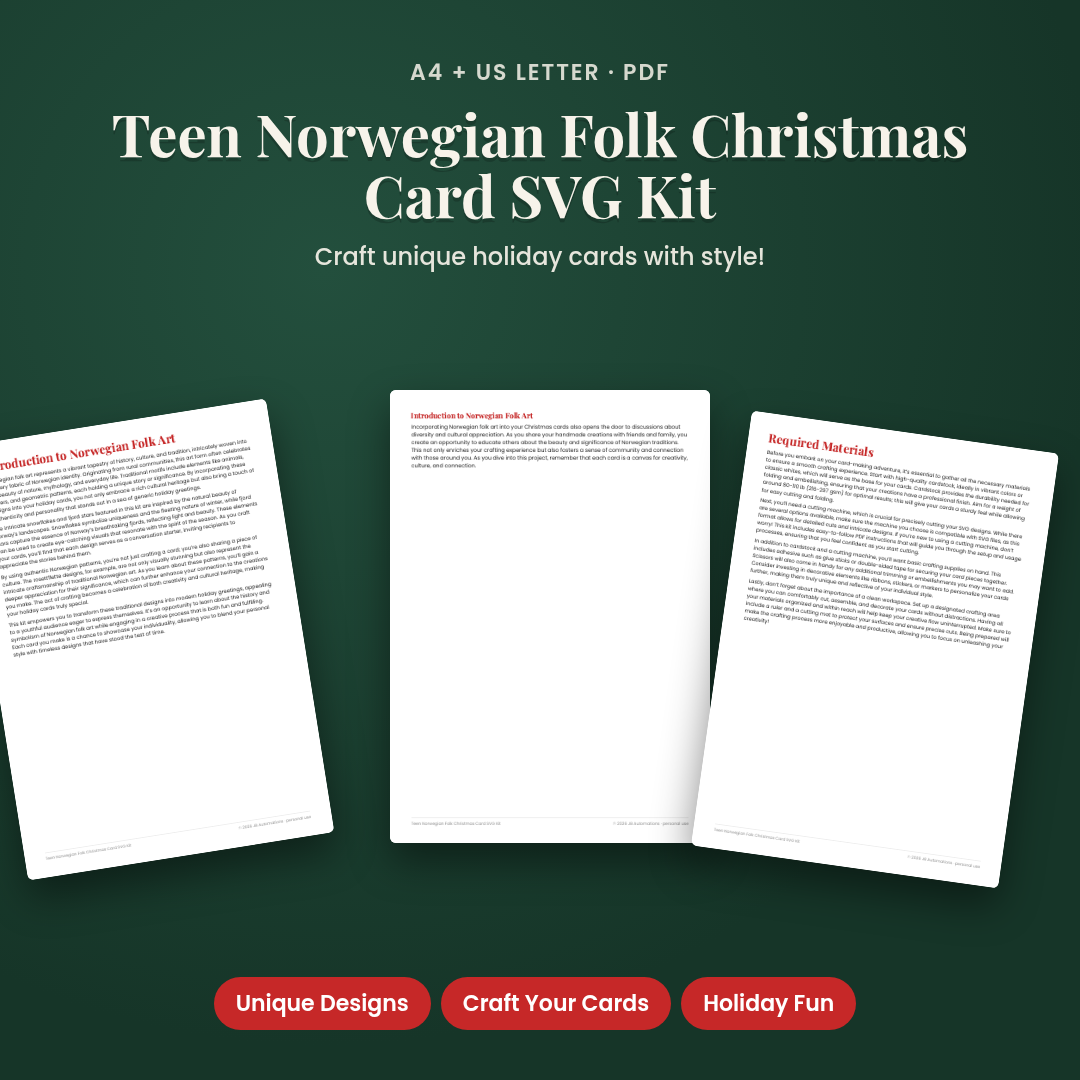 Teen Norwegian Folk Christmas Card SVG Kit