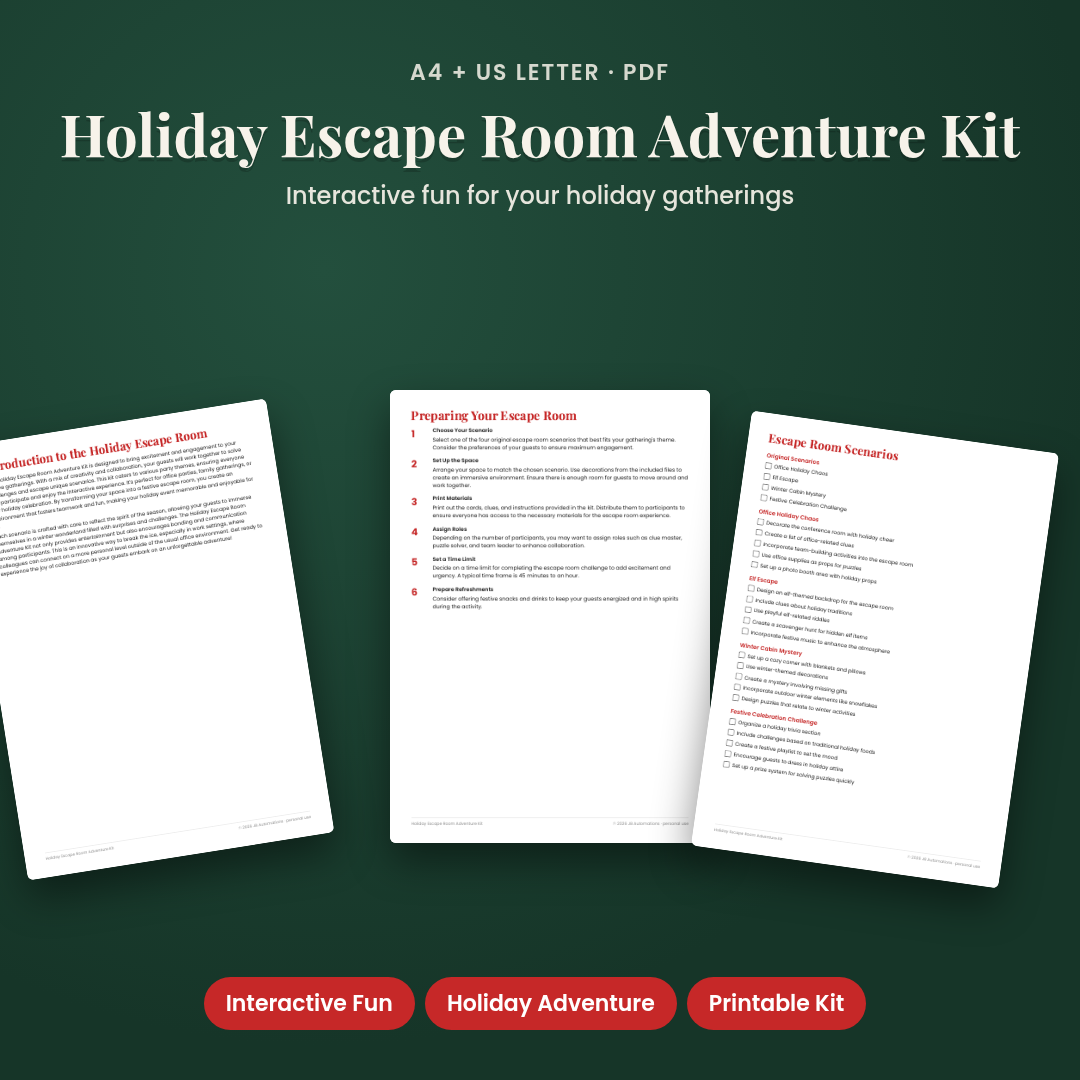 Holiday Escape Room Adventure Kit