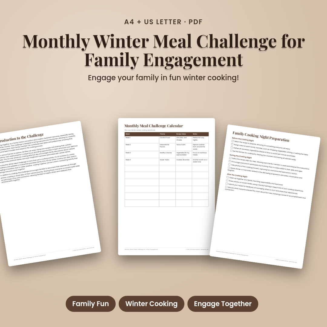 Monthly Winter Meal Challenge for Family Engagement