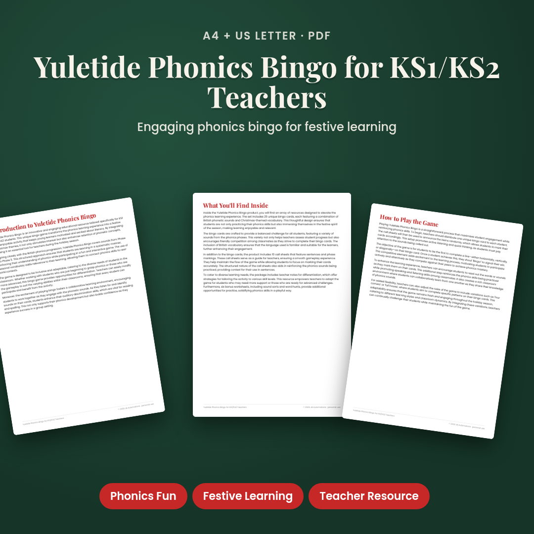 Yuletide Phonics Bingo for KS1/KS2 Teachers