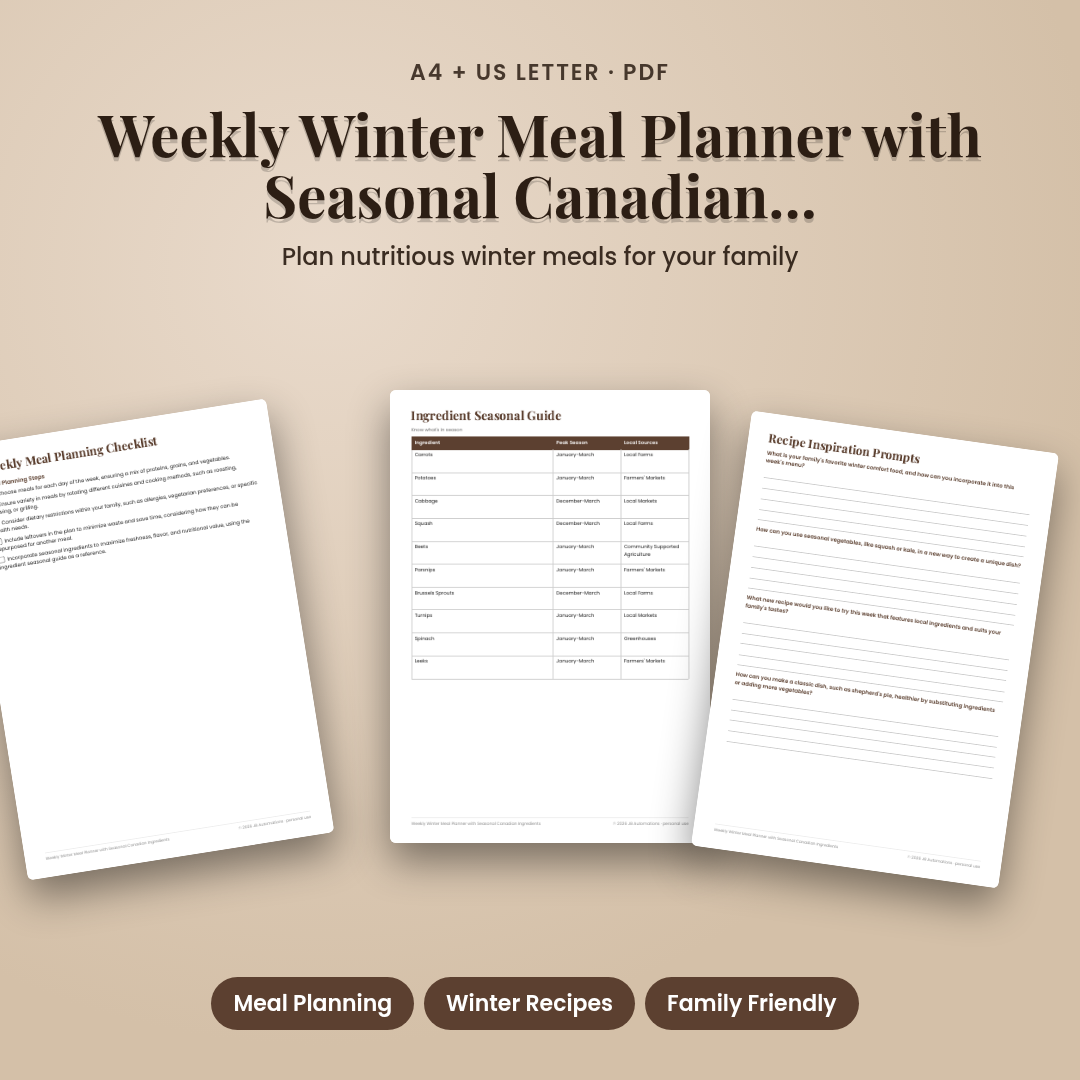 Weekly Winter Meal Planner with Seasonal Canadian Ingredients