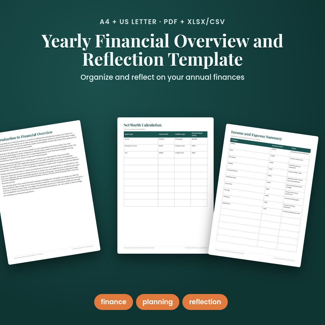 Yearly Financial Overview and Reflection Template