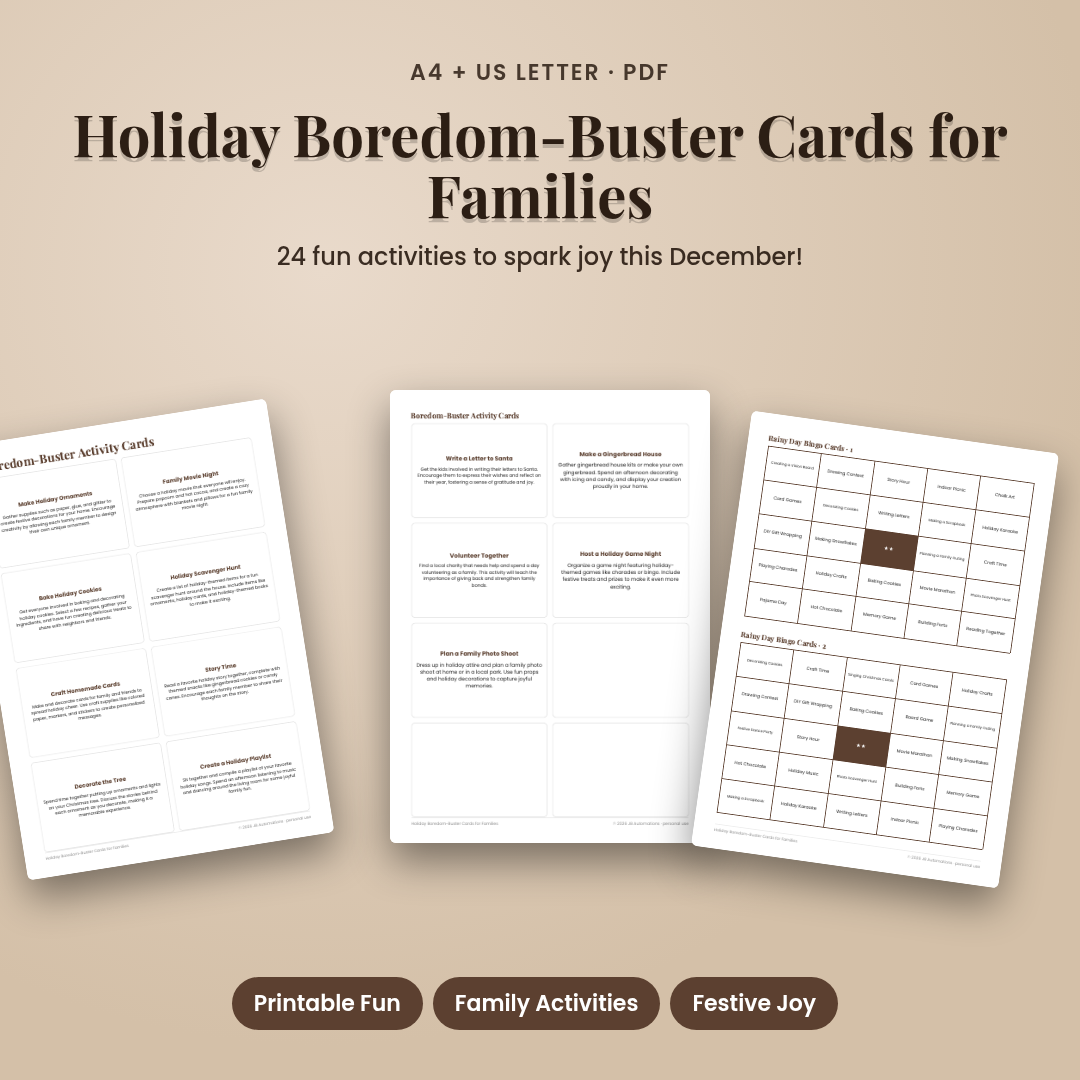 Holiday Boredom-Buster Cards for Families