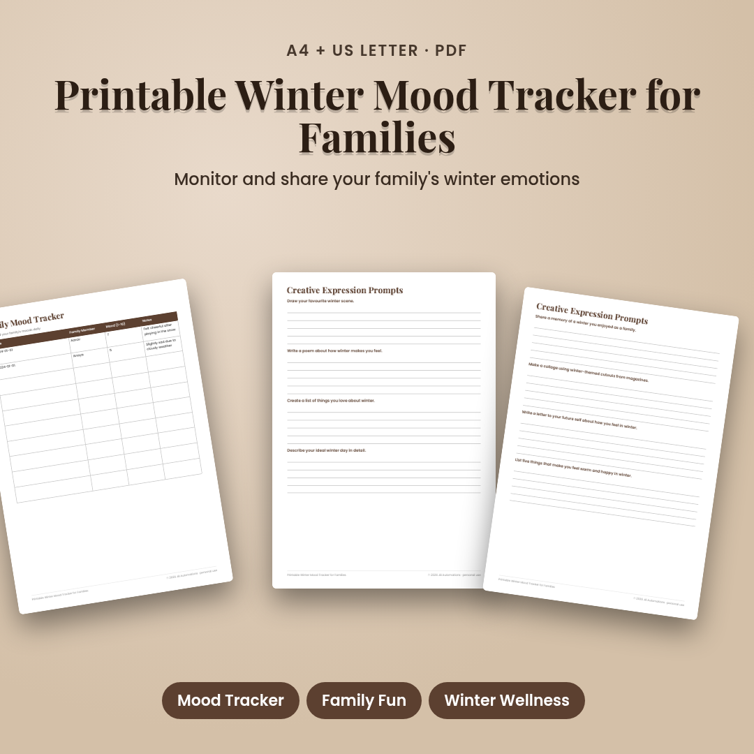 Printable Winter Mood Tracker for Families