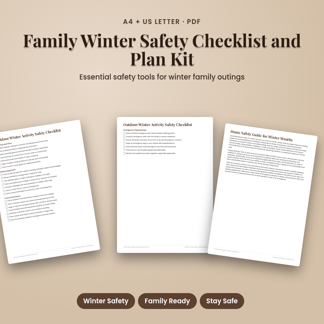 Family Winter Safety Checklist and Plan Kit