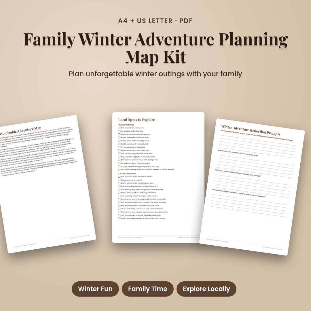 Family Winter Adventure Planning Map Kit