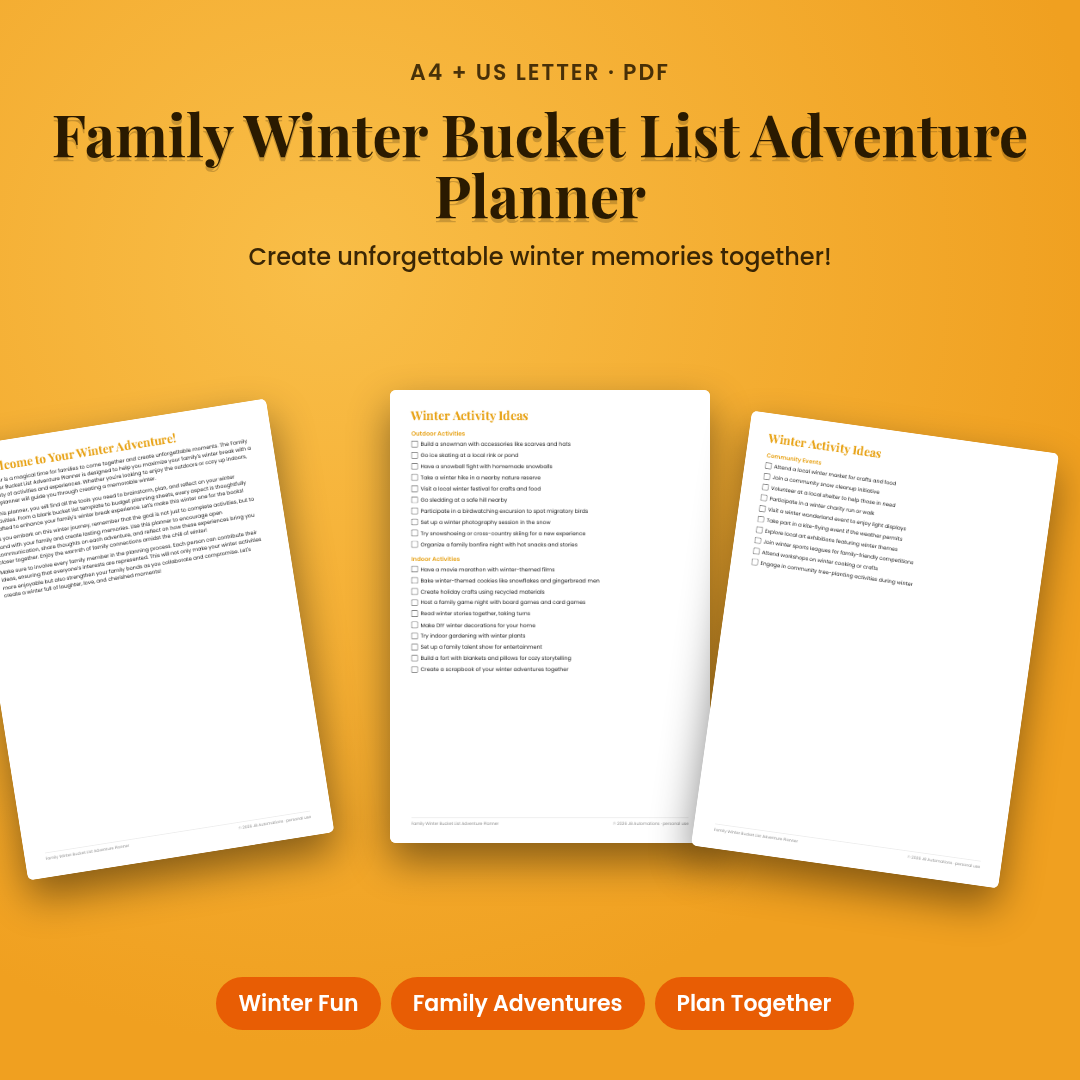 Family Winter Bucket List Adventure Planner