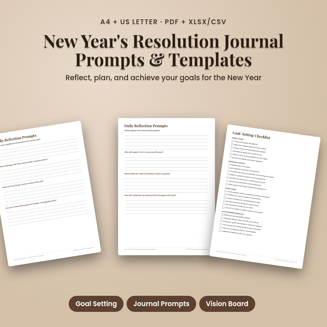 New Year's Resolution Journal Prompts & Templates