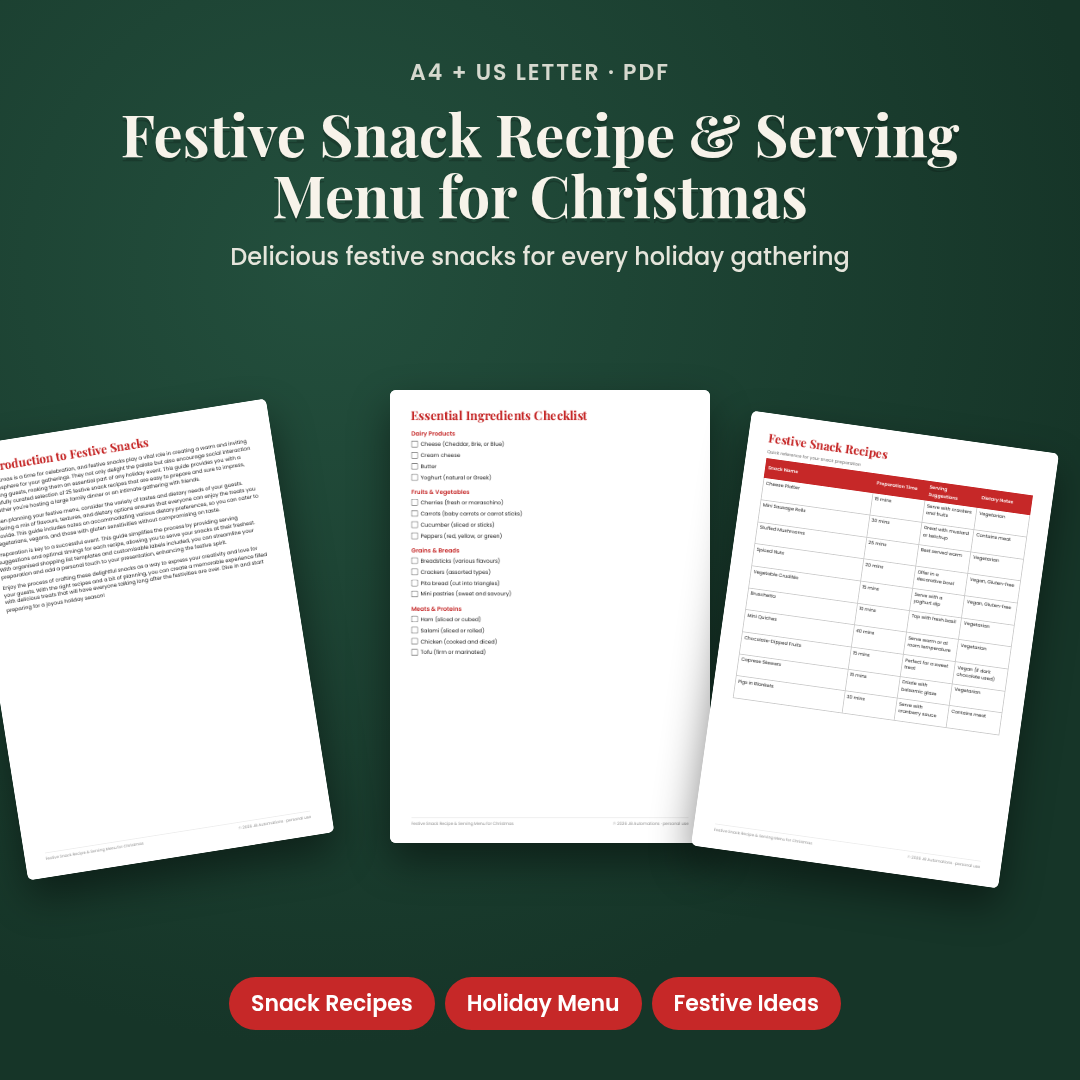 Festive Snack Recipe & Serving Menu for Christmas