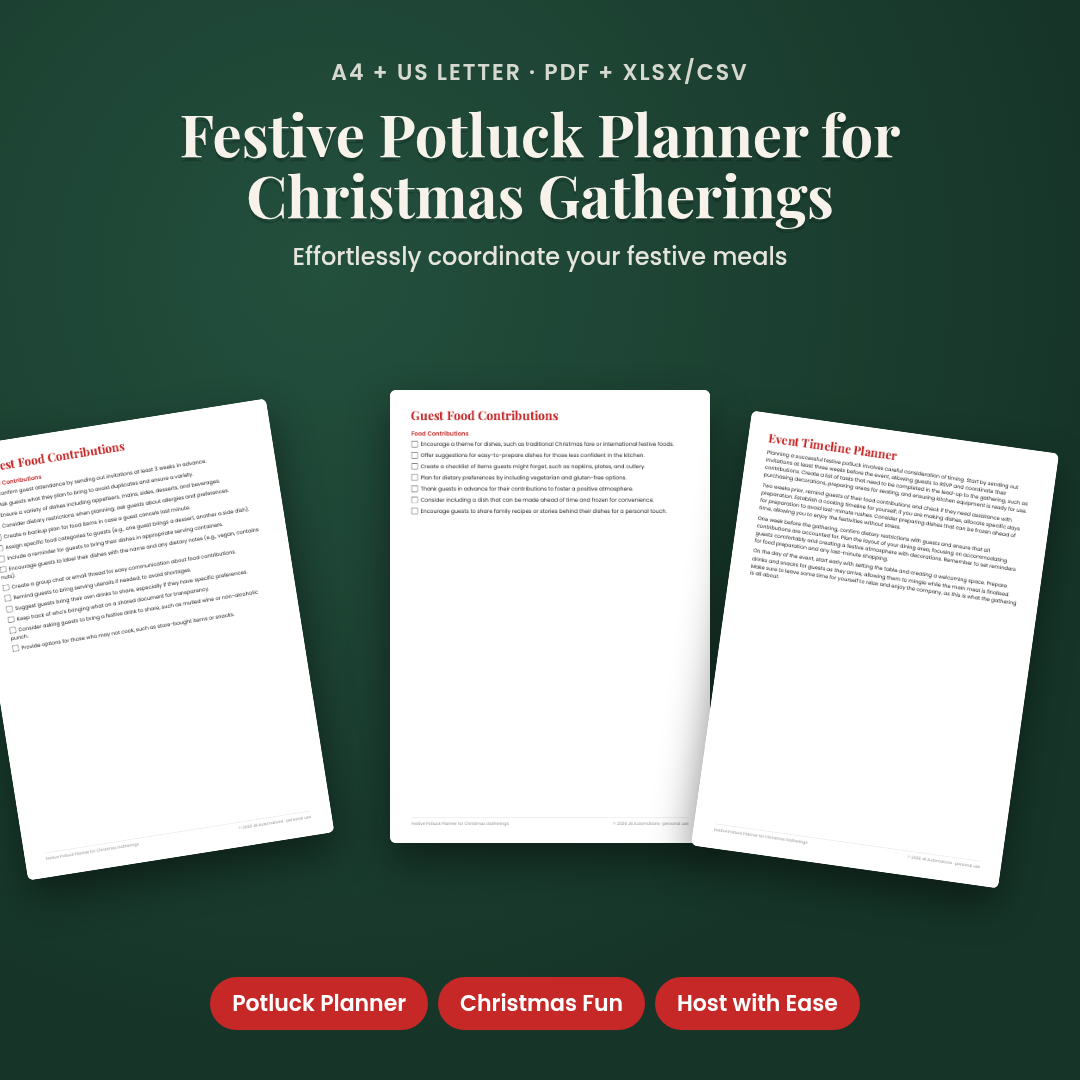 Festive Potluck Planner for Christmas Gatherings