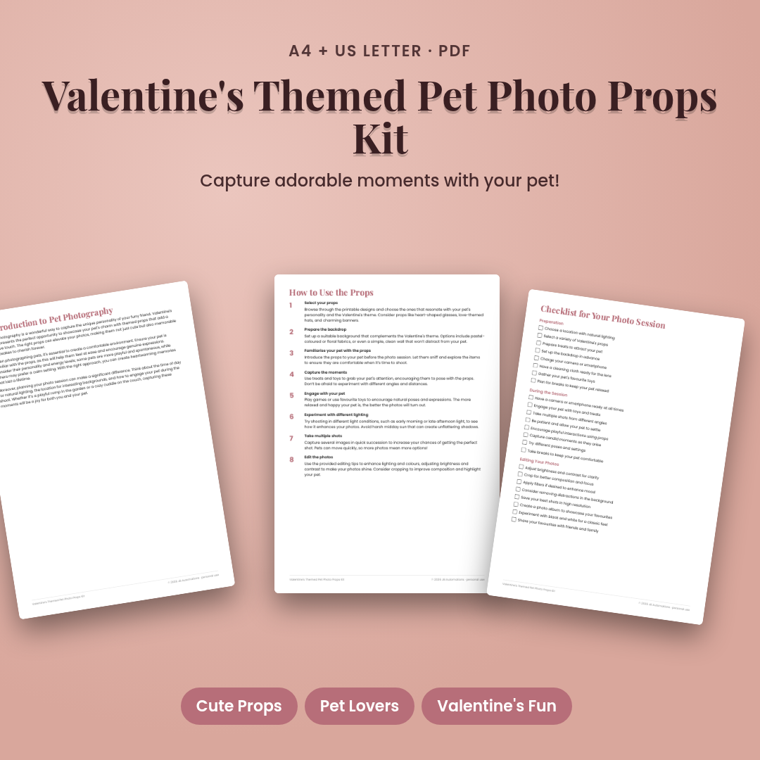 Valentine's Themed Pet Photo Props Kit