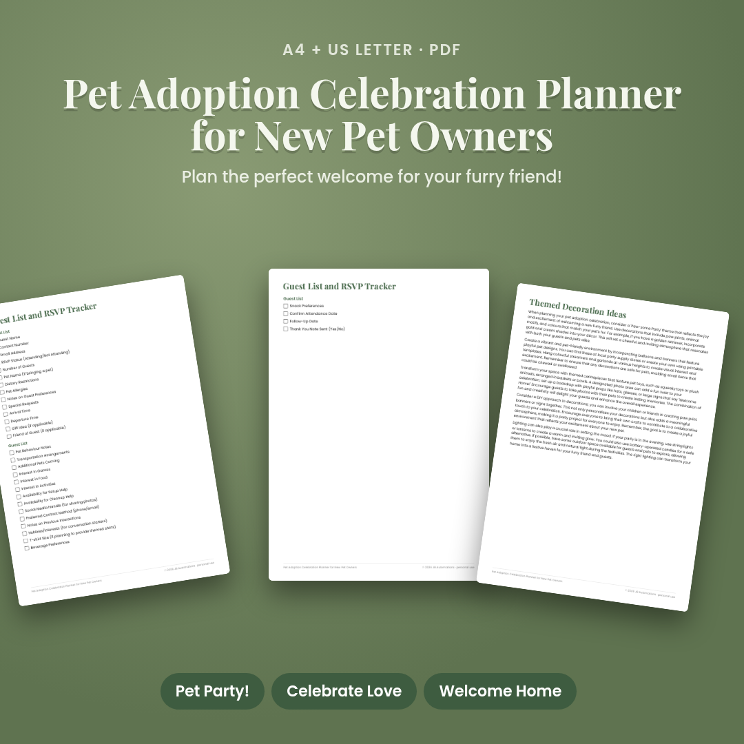Pet Adoption Celebration Planner for New Pet Owners