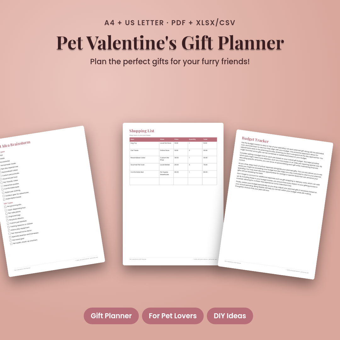 Pet Valentine's Gift Planner