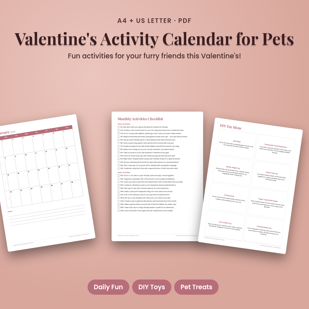 Valentine's Activity Calendar for Pets