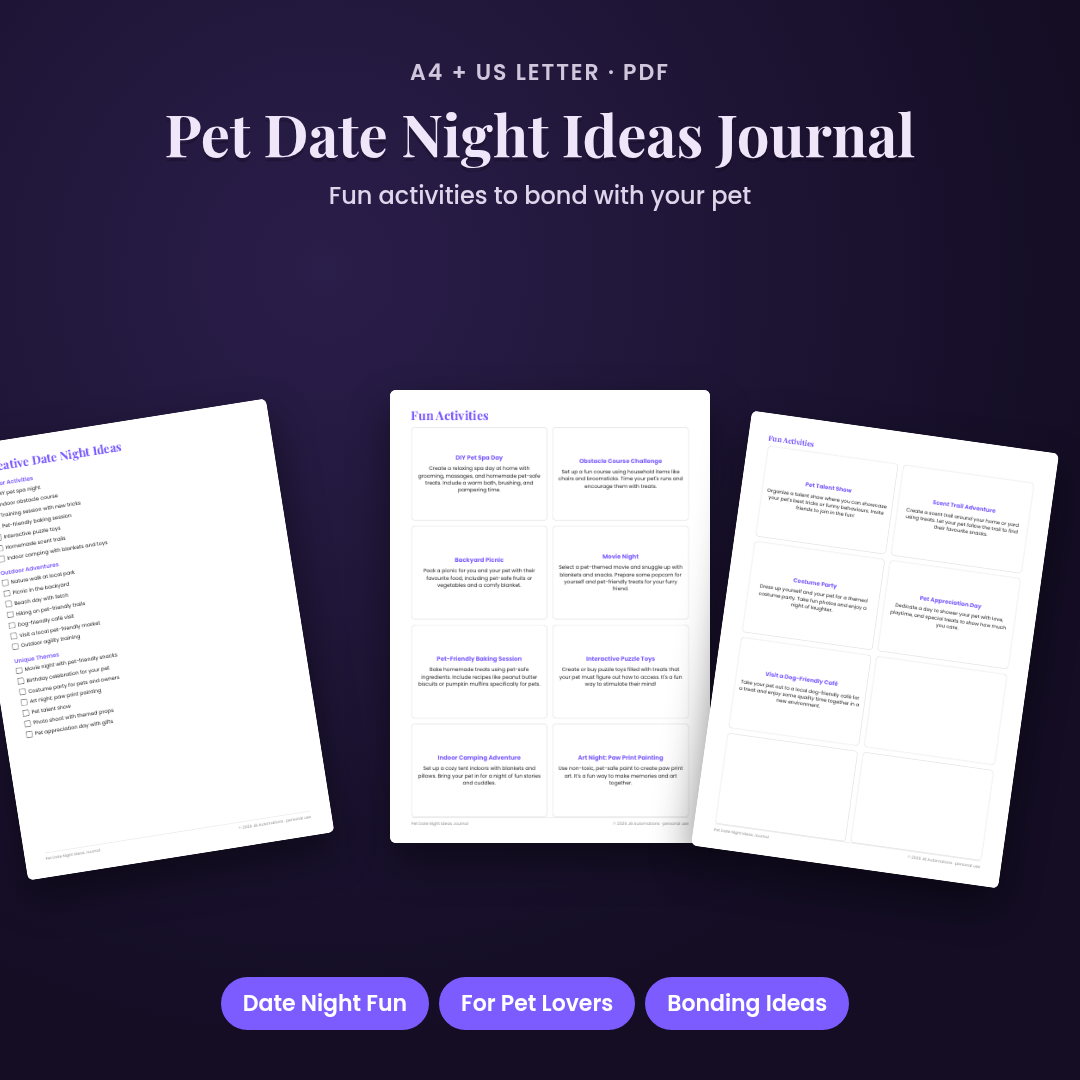Pet Date Night Ideas Journal
