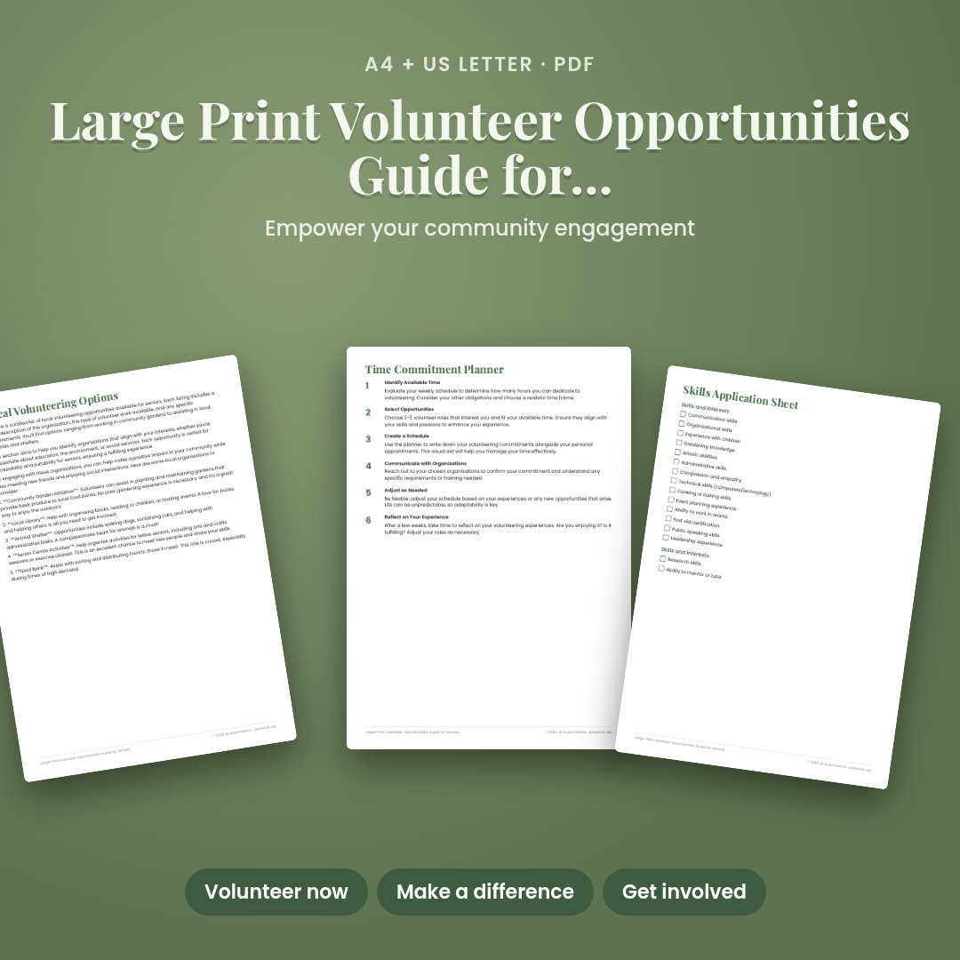Large Print Volunteer Opportunities Guide for Seniors