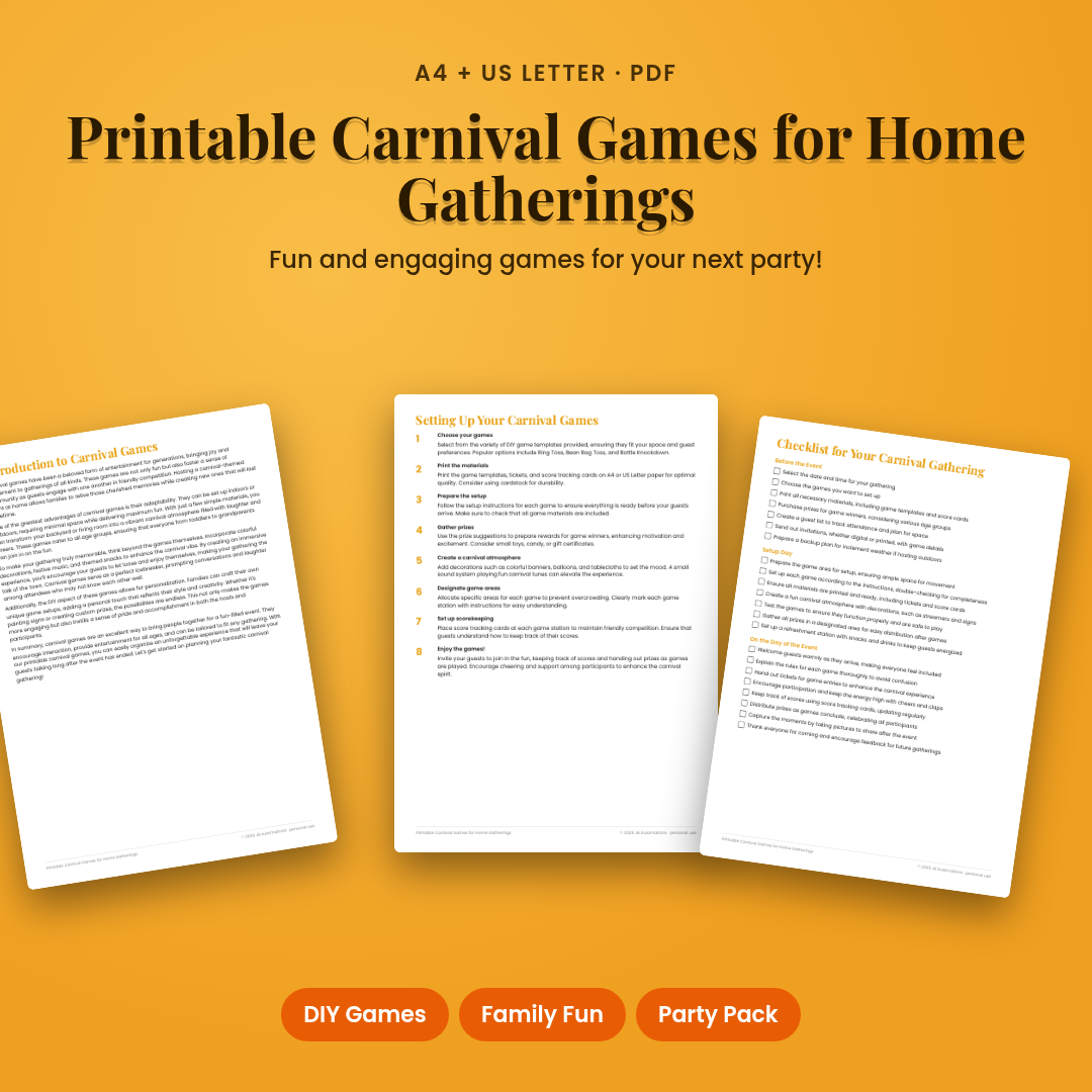 Printable Carnival Games for Home Gatherings
