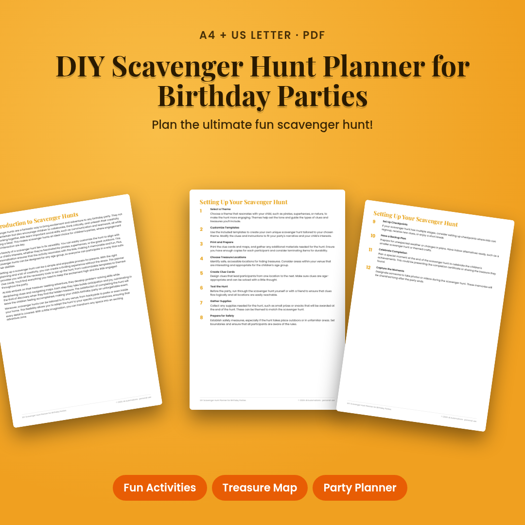 DIY Scavenger Hunt Planner for Birthday Parties