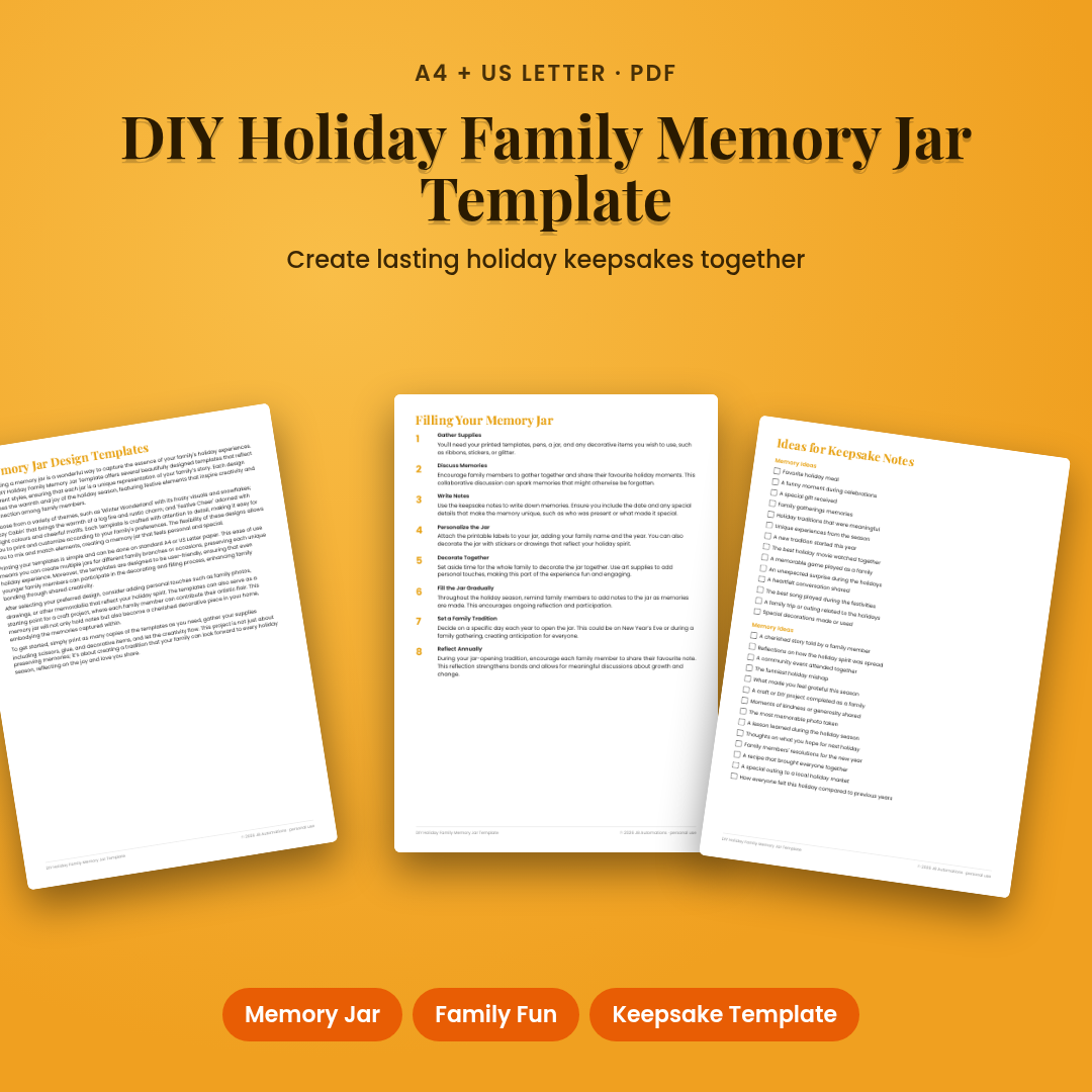 DIY Holiday Family Memory Jar Template