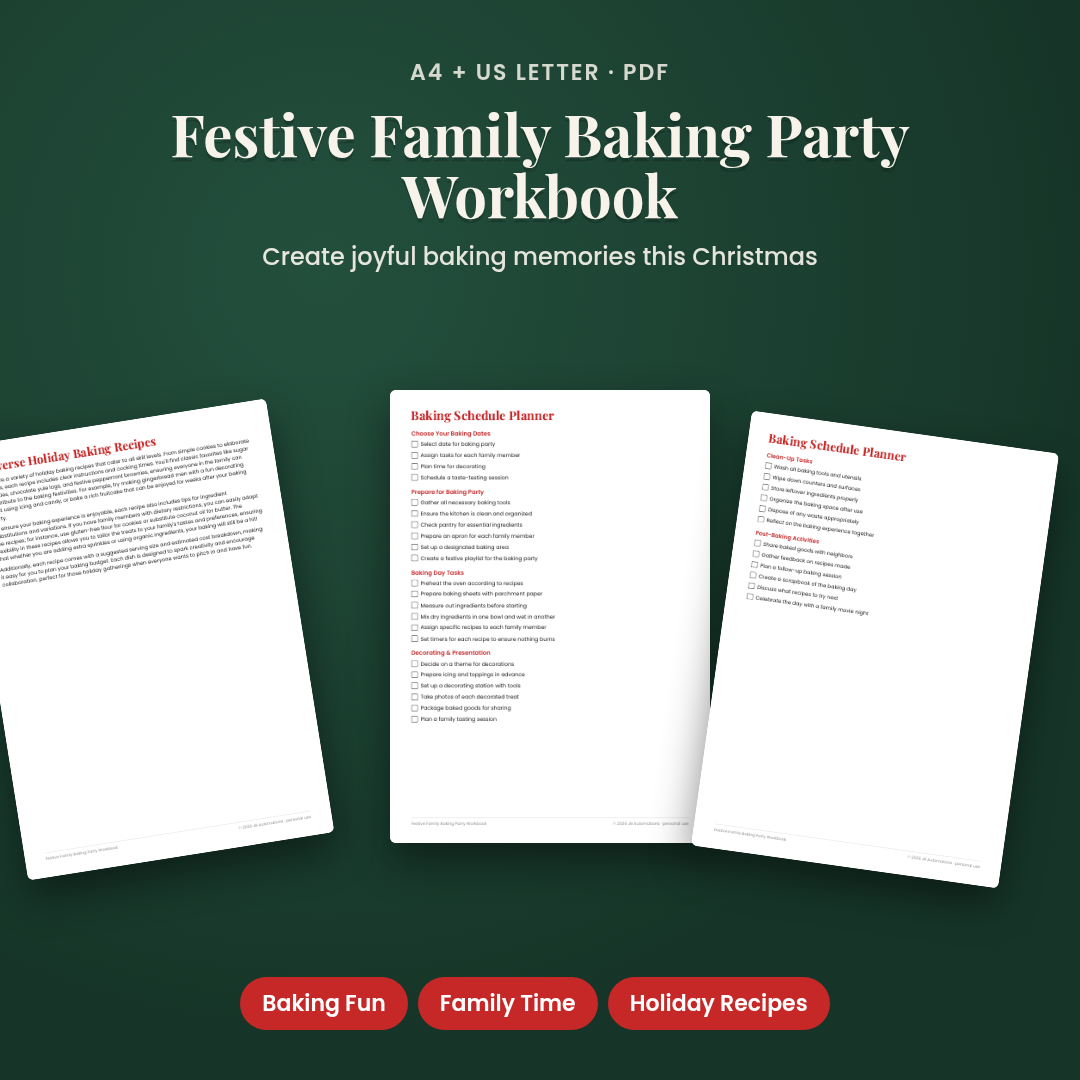 Festive Family Baking Party Workbook