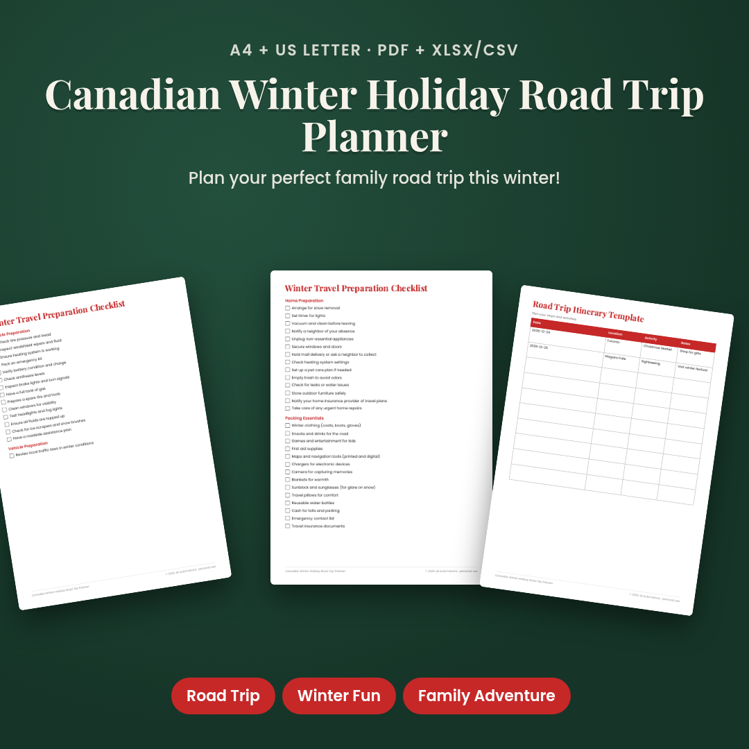 Canadian Winter Holiday Road Trip Planner