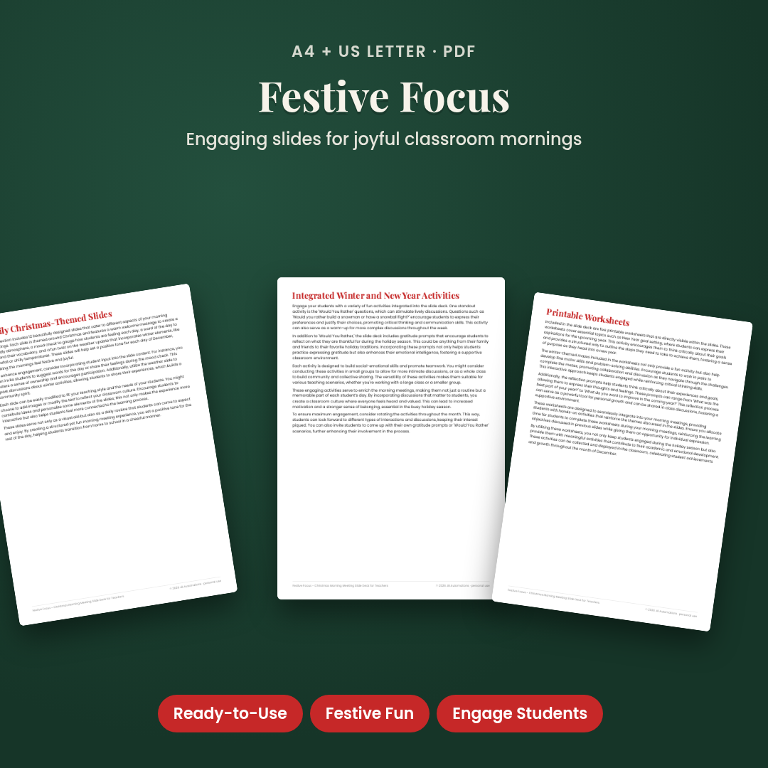 Festive Focus - Christmas Morning Meeting Slide Deck for Teachers