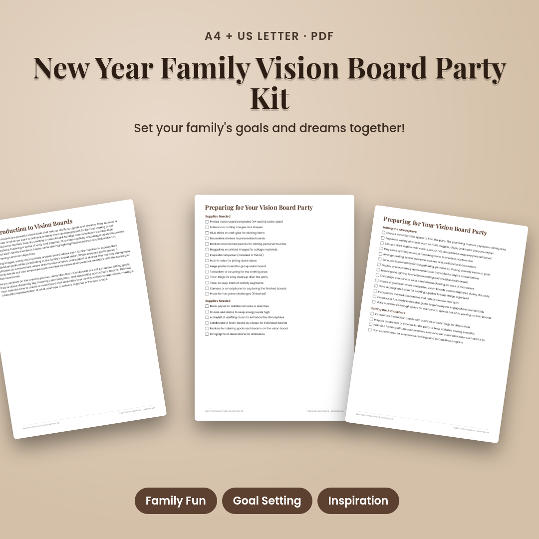 New Year Family Vision Board Party Kit