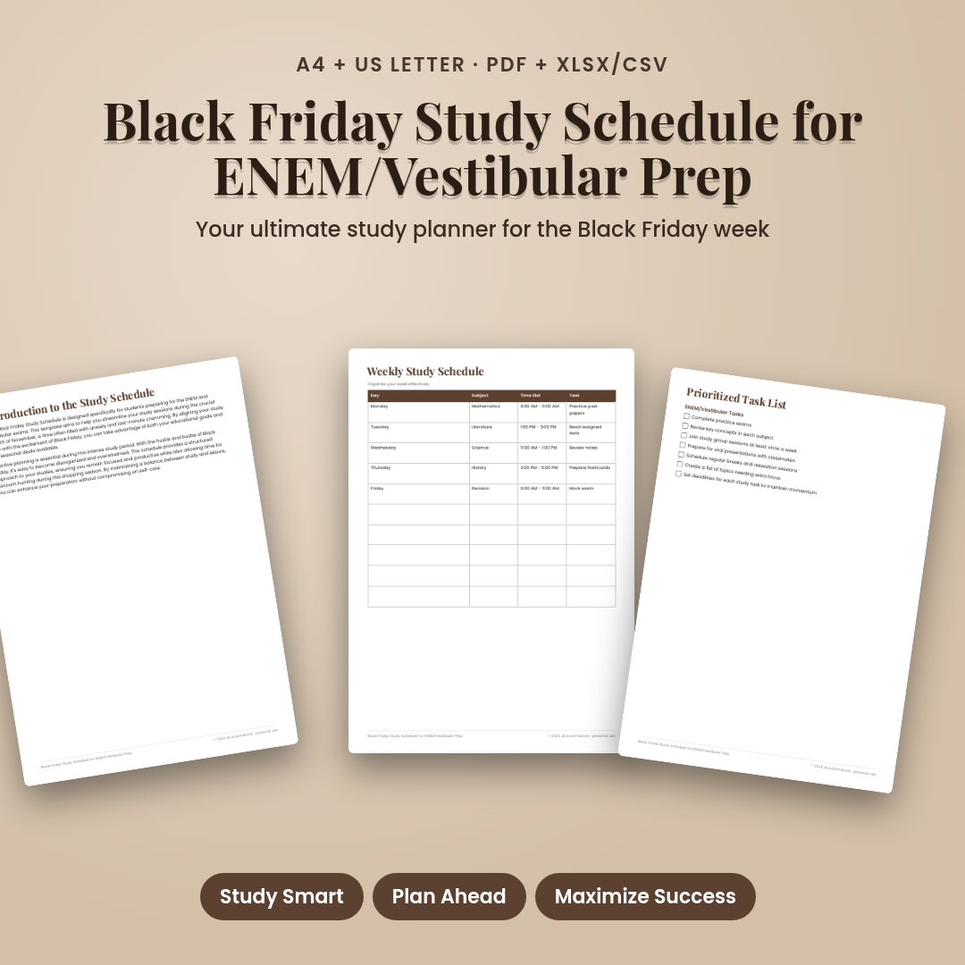 Black Friday Study Schedule for ENEM/Vestibular Prep