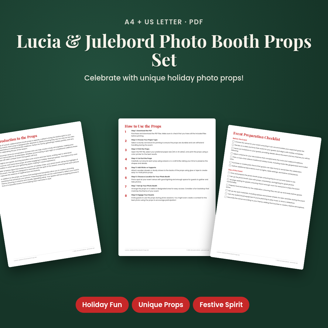 Lucia & Julebord Photo Booth Props Set