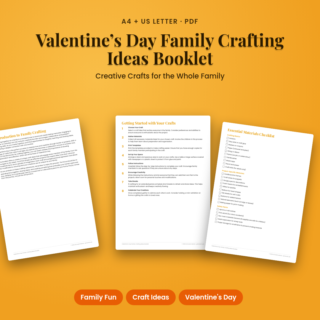 Valentine’s Day Family Crafting Ideas Booklet