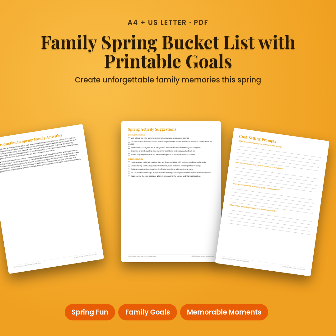 Family Spring Bucket List with Printable Goals